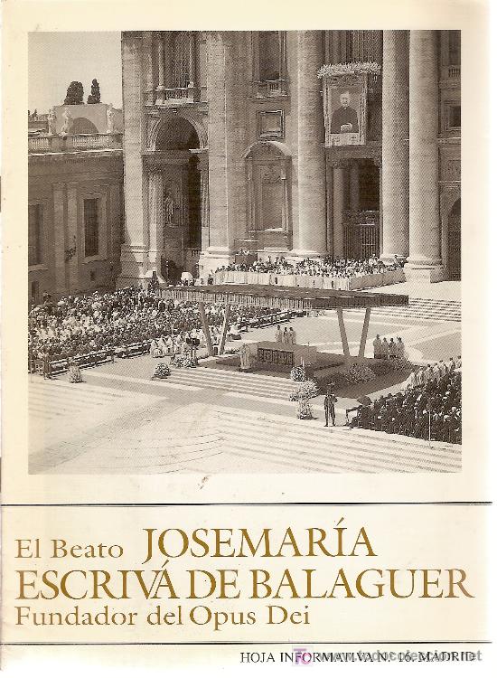 Coleccionismo de Revistas y Peri&oacute;dicos: Beato Jose Mar&iacute;a Escriv&aacute; de Balaguer. Fundador del Opus Dei. Hoja informativa n&ordm; 16. 1993.