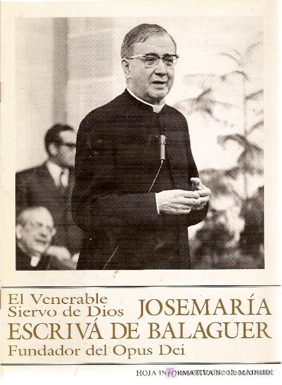 Coleccionismo de Revistas y Peri&oacute;dicos: Jose Mar&iacute;a Escriv&aacute; de Balaguer, fundador del Opus Dei. Hoja informativa n&ordm; 12. 1990.
