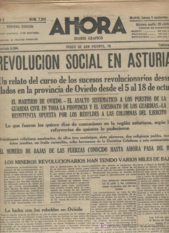 Ahora. 1-11-1934. revolucion social en asturias - Vendido en Venta Directa  - 15544720