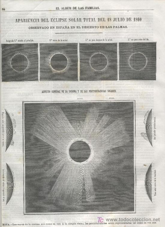 Coleccionismo de revistas y peri&oacute;dicos: EL ALBUM DE LAS FAMILIAS.8.1890.ECLIPSE SOLAR TOTAL .DESIERTO DE LAS PALMAS.CASTELLON.CIRCO.