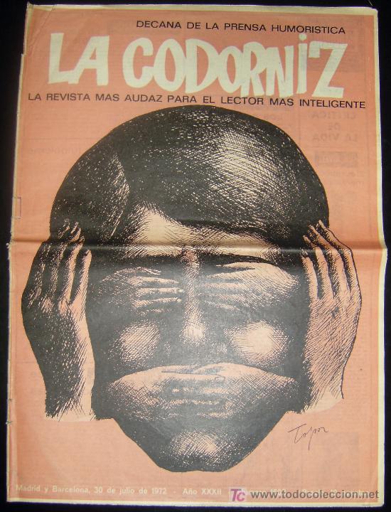 Coleccionismo de Revistas y Peri&oacute;dicos: REVISTA SATIRICA LA CODORNIZ N&ordm; 1602 DE 30-7-1972