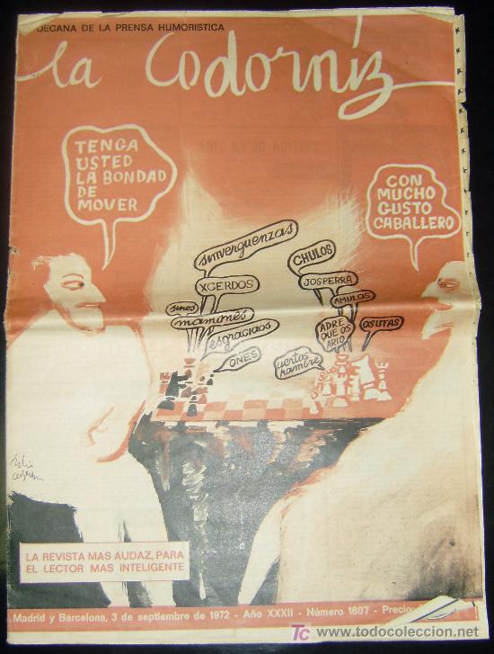 Coleccionismo de Revistas y Peri&oacute;dicos: REVISTA SATIRICA LA CODORNIZ N&ordm; 1607 DE 3-9-1972