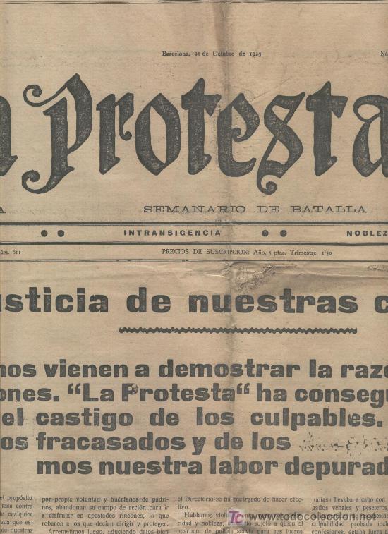 Coleccionismo de revistas y peri&oacute;dicos: PERIODICO. RADICAL. LA PROTESTA. RADICALISMO. NOBLEZA. CENSURA MILITA. IRACUNDO. ILUSTRACIONES.1923.