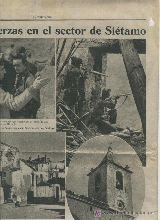 Collection Magazines and Newspapers: LA VANGUARDIA A&Ntilde;O 1936 GUERRA CIVIL ESPA&Ntilde;OLA LINEA DE FUEGO EN ARAGON SIETAMO REPUBLICANO