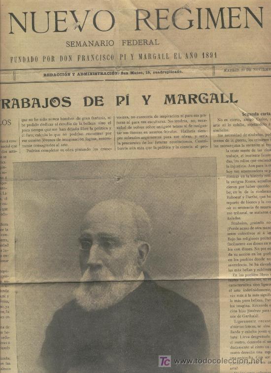 Collection Magazines and Newspapers: SEMANARIO FEDERAL EL NUEVO REGIMEN PERIODICO A&Ntilde;O 1905 FRANCESC PI I MARAGALL