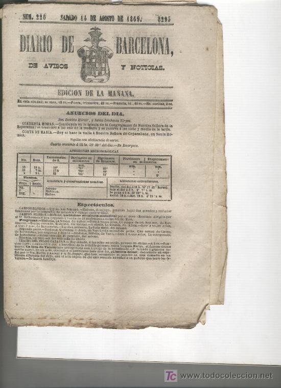 Colecionismo de Revistas e Jornais: DIARIO A&Ntilde; 1869 TERCERA GUERRA CARLISTA VIC JUNQUERA FIGUERAS FACCION POLO PULGAR TOTANES MAZARAMBROZ