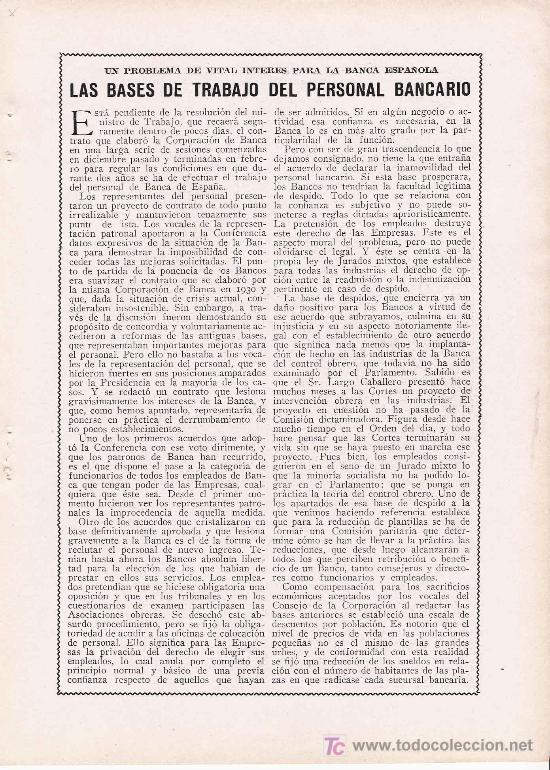 Collezionismo di Riviste e Giornali: Bases del trabajo del personal bancario- 1933