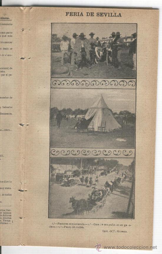 Coleccionismo de Revistas y Peri&oacute;dicos: REVISTA INSTANTANEAS. A&Ntilde;O 1899. CARMEN LUQUE.FERIA DE ABRIL DE SEVILLA.COCHES. FOTO DE ARENYS DE MAR