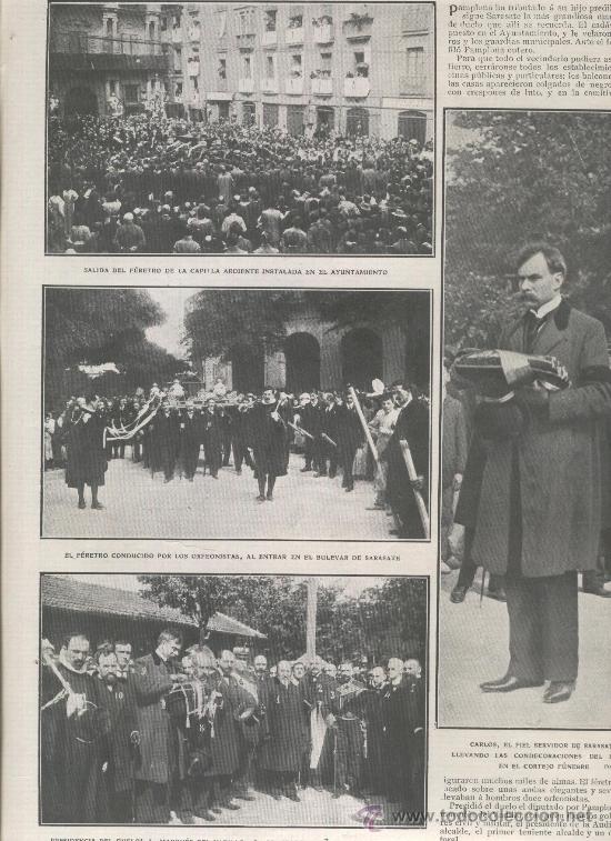 Collection Magazines and Newspapers: ACTUALIDADES. A&Ntilde;O 1908.PARAISO EN LALUENGA.VALLADOLID.ENTIERRO DE SARASATE EN PAMPLONA.GITANOS.CORDO