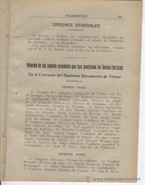 Collezionismo di Riviste e Giornali: BOLETIN.OBISPADO DE VITORIA. GUERRA CIVIL ESPA&Ntilde;OLA. 1938.CONVENTO DE TOLOSA.SANTUARIO DE ESTIBALIZ.