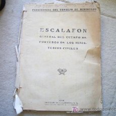Coleccionismo de Revistas y Periódicos: ESCALAFON GENERAL DEL CUERPO DE PORTEROS DE LOS MINISTERIOS CIVILES. 1930