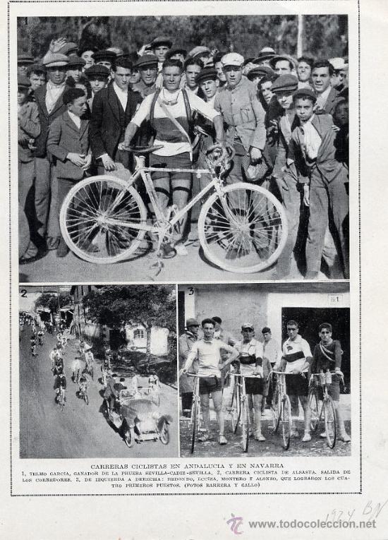 Coleccionismo de revistas y peri&oacute;dicos: SEVILLA Y NAVARRA CICLISMO 1924 HOJA REVISTA