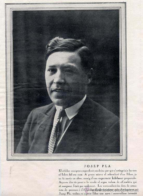 Coleccionismo de Revistas y Peri&oacute;dicos: JOSEP PLA  1928 RETRATO HOJA REVISTA