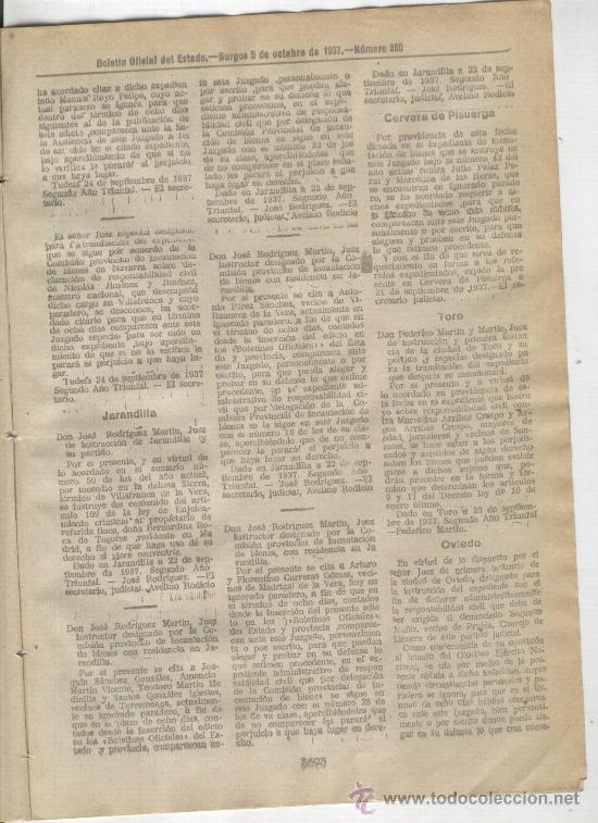 Collection Magazines and Newspapers: BOLETIN.GUERRA CIVIL.1937.SALAS DE LOS INFANTES.MIRANDA DE EBRO.ANTEQUERA.SEDANO.PONFERRADA.TORO.ARZ