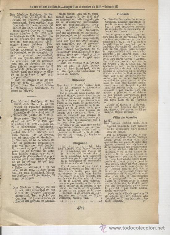 Colecionismo de Revistas e Jornais: BOLETIN GUERRA CIVIL 1937 GRANADA ATIENZA  RIBADEO RIOGORDO HUESCA VILLA DE AYERBE BILBAO