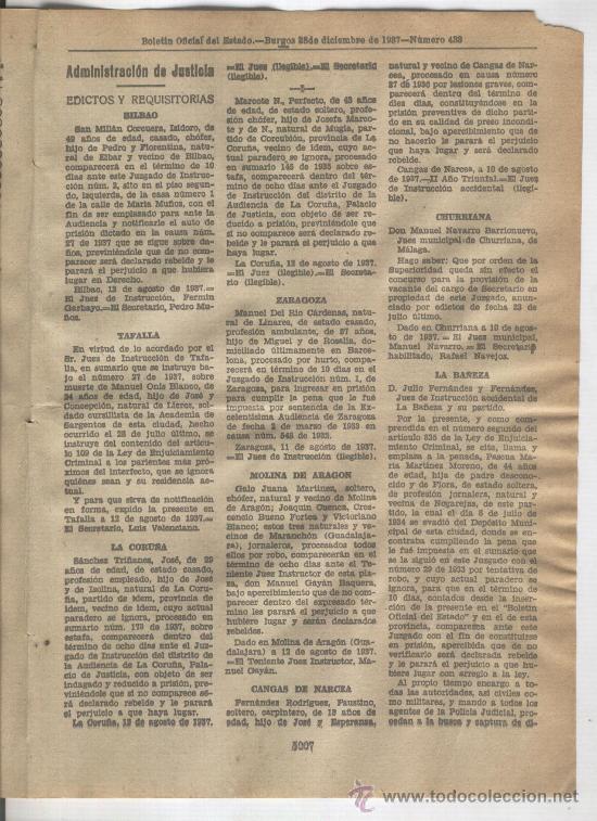 Coleccionismo de Revistas y Peri&oacute;dicos: BOLETIN GUERRA CIVIL 1937 PURCHIL TAFALLA MOLINA DE ARAGON LA BA&Ntilde;EZA JARANDILLA GUERNICA LLERENA