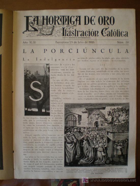 Coleccionismo de revistas y peri&oacute;dicos: LA HORMIGA DE ORO N&ordm; 30 (19/07/26) PORCIUNCULA AVIACION PLUS ULTRA BARCELONA CONSTANTINI ASIS CADIZ