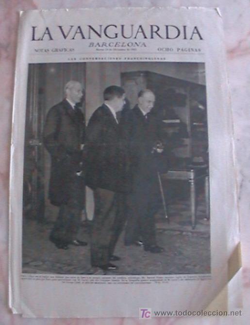Collezionismo di Riviste e Giornali: ANTIGUO DIARIO LA VANGUARDIA BARCELONA NOTAS GRAFICAS OCHO PAGINAS 10 DE DICIEMBRE DE 1935