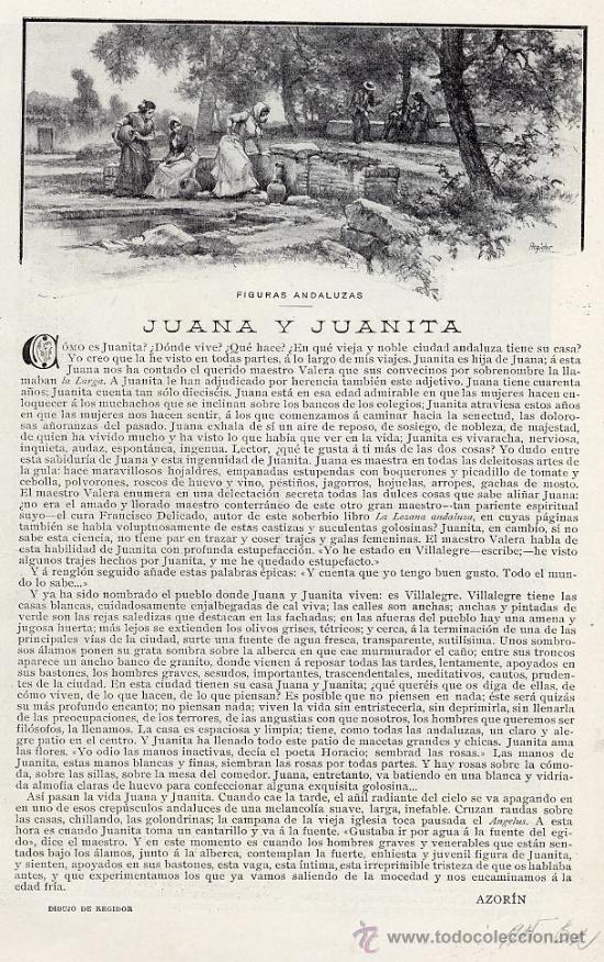 Coleccionismo de Revistas y Peri&oacute;dicos: AZORIN 1905 JUANA Y JUANITAHOJA REVISTA