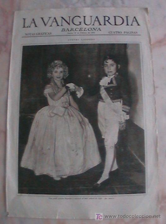 Collection Magazines and Newspapers: ANTIGUO DIARIO LA VANGUARDIA BARCELONA NOTAS GRAFICAS CUATRO PAGINAS 12 DE FEBRERO DE 1931