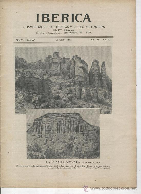 Collection Magazines and Newspapers: REVISTA IBERICA.284. A&Ntilde;O 1919. LA SIERRA MENERA. EROSION.TERUEL.ALMOHAJA. MINAS DE HIERRO.