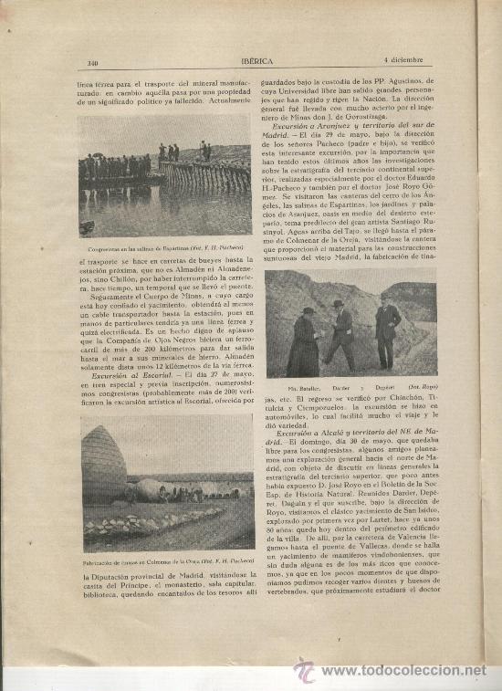 Sammeln von Zeitschriften und Zeitungen: IBERICA 655 1926 CONGRESO GEOLOGICO TOLEDO SALINAS ESPARTINAS COLMENAR DE LA OREJA.PE&Ntilde;ALARRA