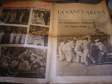 Coleccionismo de revistas y peri&oacute;dicos: DIARIO LA VANGUARDIA  A&Ntilde;O 1939 - LA ESCUADRA ITALIANA EN BARCELONA