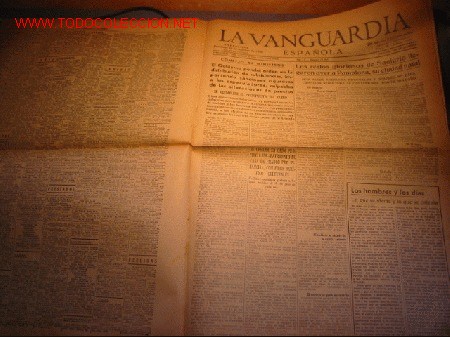 Collezionismo di Riviste e Giornali: DIARIO LA VANGUARDIA A&Ntilde;O 1939 - LOS RESTOS GLORIOSOS DE SANJURJO LLEGAN A PAMPLONA