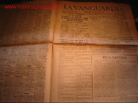 Sammeln von Zeitschriften und Zeitungen: DIARIO LA VANGUARDIA A&Ntilde;O 1939