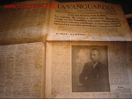 Collectionnisme de Revues et Journaux: DIARIO LA VANGUARDIA A&Ntilde;O 1939