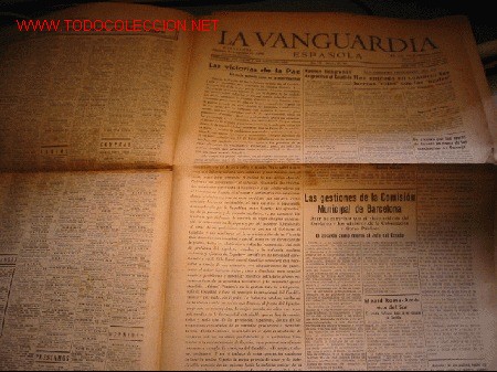 Collectionnisme de Revues et Journaux: DIARIO LA VANGUARDIA, A&Ntilde;O 1939