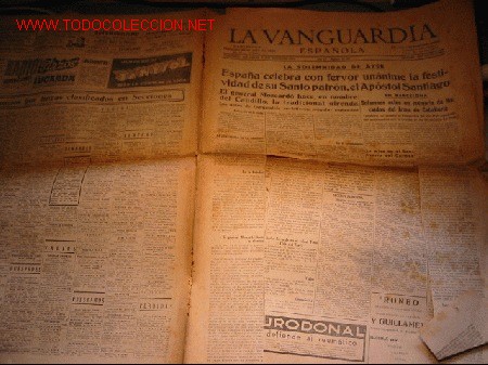 Collectionnisme de Revues et Journaux: DIARIO LA VANGUARDIA  A&Ntilde;O 1939