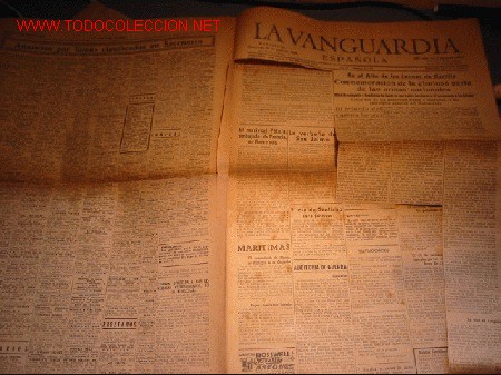 Coleccionismo de revistas y peri&oacute;dicos: DIARIO LA VANGUARDIA  A&Ntilde;O 1939