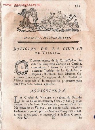 Coleccionismo de revistas y peri&oacute;dicos: Noticias de la Ciudad de Villena -1771