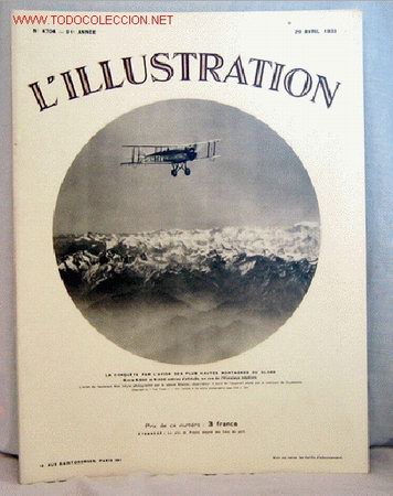 Coleccionismo de revistas y peri&oacute;dicos: L illustration abril 1933 La conquete par l avion des plus hautes montagnes du globe revista frances