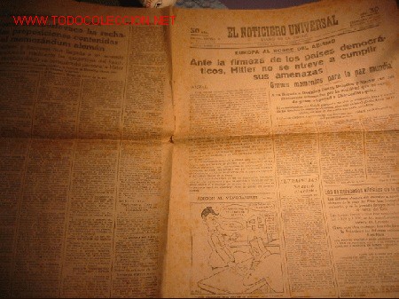 Collezionismo di Riviste e Giornali: DIARIO EL NOTICIERO UNIVERSAL A&Ntilde;O 1938 - BARCELONA - REPUBLICA ESPA&Ntilde;OLA