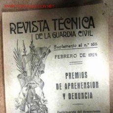 Coleccionismo de Revistas y Periódicos: REVISTA TÉCNICA DE LA GUARDIA CIVIL, SUPLEMENTO AL Nº 168, FEBRERO DE 1924, 78 PÁGINAS.