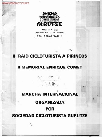 Coleccionismo de revistas y peri&oacute;dicos: CICLISMO / III RAID CICLOTURISTA A PIRINEOS / II MEMORIAL ENRIQUE COMET