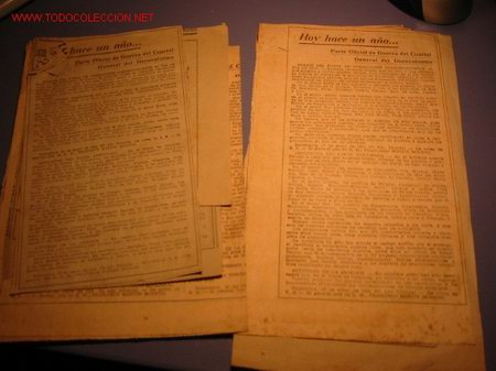 Coleccionismo de revistas y peri&oacute;dicos: PARTES DE GUERRA DE LA VANGUARDIA A&Ntilde;O 1939-
