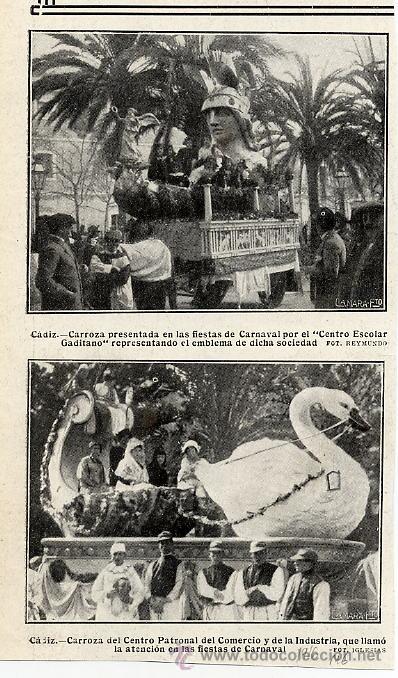 Coleccionismo de Revistas y Peri&oacute;dicos: CADIZ 1916 CARNAVAL FOTOS RETAL HOJA REVISTA