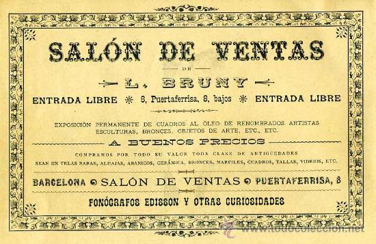 Coleccionismo de revistas y peri&oacute;dicos: Recorte de revista: Publicidad del Salon de Ventas de L. Bruny, de Barcelona