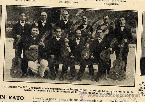 Coleccionismo de revistas y peri&oacute;dicos: RONDALLA ABC 1912 SEVILLA FOTO RETAL REVISTA