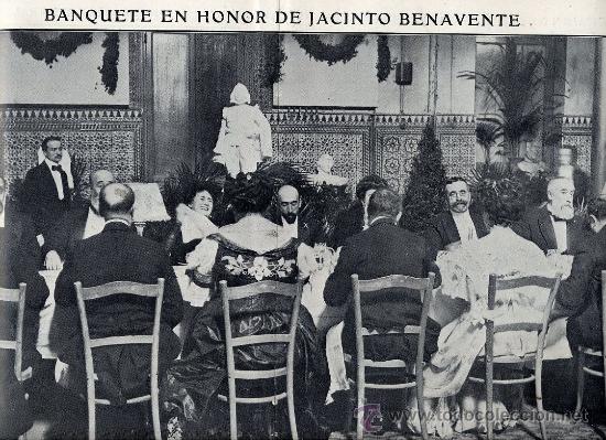 Coleccionismo de Revistas y Peri&oacute;dicos: JACINTO BENAVENTE 1907 HOMENAJE  2 HOJAS REVISTA