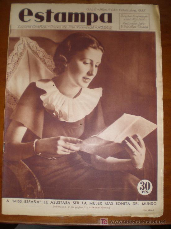 Collezionismo di Riviste e Giornali: ESTAMPA N&ordm; 403 (02/10/35) QUINTERO BELMONTE NEGUS FRANCO ALFONSO XII ABISINIA TROTSKY MISS FERROL