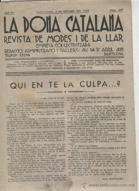 Coleccionismo de revistas y peri&oacute;dicos: REVISTA  LA MODA FENENIMA DURANTES LA GUERRA CIVIL A&Ntilde;O 1938 EMPRESA COL.LECTIVITZADA.COLECTIVIZADA