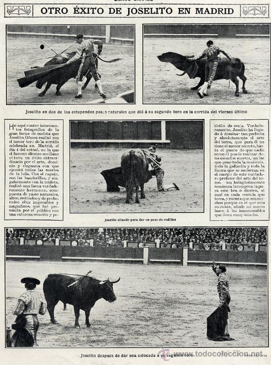 Coleccionismo de Revistas y Peri&oacute;dicos: TOROS 1917 JOSELITO EN MADRID HOJA REVISTA