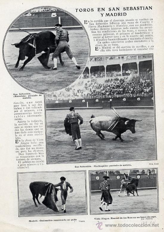 Coleccionismo de revistas y peri&oacute;dicos: TOROS 1910 MANOLETE-MACHAQUITO HOJA REVISTA