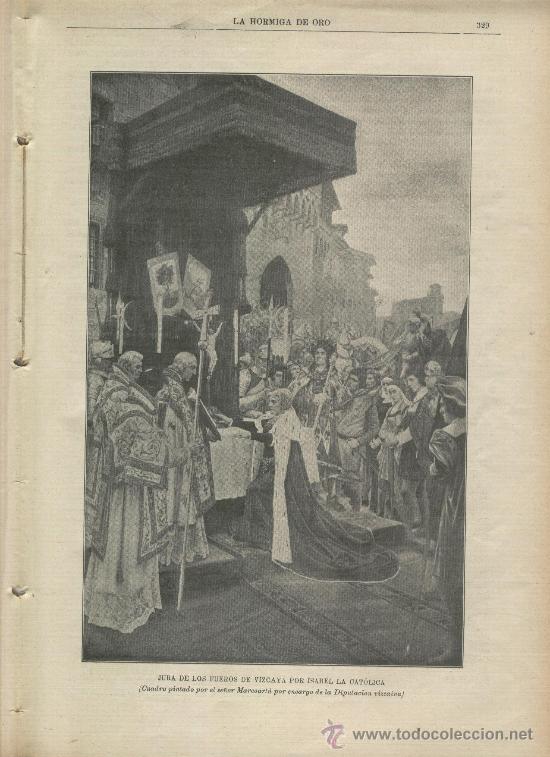 Collection Magazines and Newspapers: REVISTA . A&Ntilde;O 1901. JURA DE LOS FUEROS DE VIZCAYA POR ISABEL LA CATOLICA.MARCOARTU.ARGELIA. FRACIA.