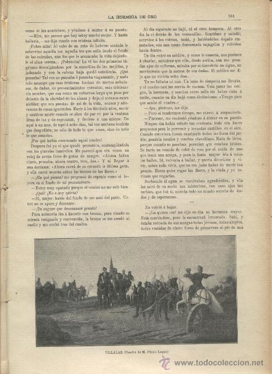 Coleccionismo de revistas y peri&oacute;dicos: REVISTA LA HORMIGA DE ORO.A&Ntilde;O 1901.PINTURA ESPA&Ntilde;OLA.VILLALAR.VALLADOLID. CUADRO DE M. PICOLO LOPEZ