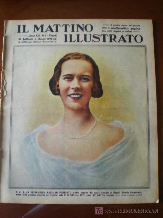 Colecionismo de Revistas e Jornais: IL MATTINO ILLUSTRATO N&ordm; 8 (22/02/37) CRUZ ROJA MARIA DE PIAMONTE